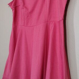 PARTY CASUAL ROSE PINK XL DRESS Fit Flair 50s Style FANCYINN XL COTTON POLY New
